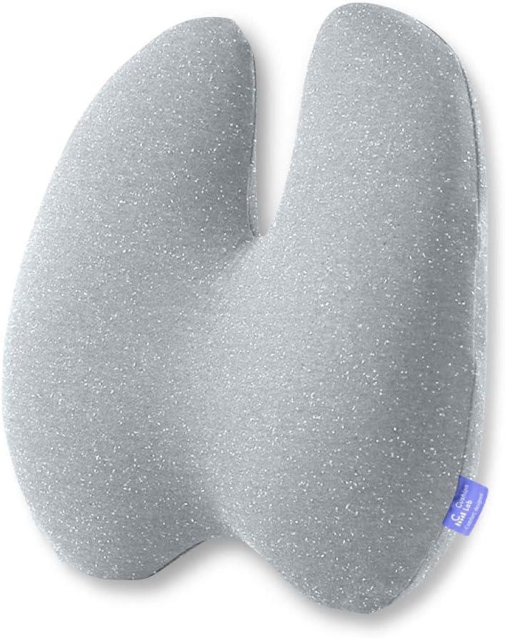 C CUSHION LAB Extra Dense Lumbar Pillow - Patented Ergonomic Multi-Region Firm Back Support for Lower Back Pain Relief - Lumbar Support Cushion with Strap for Office Chair, Car, Sofa, Plane - Grey, 16 X 16 X 4.5 inches Large Cushion