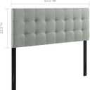 Modway Emily Tufted Button Linen Fabric Upholstered Queen Headboard in Gray