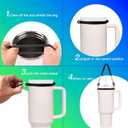 2 x 4Pcs Cup Accessories Set for Stanley, Including 1 PCS Mushroom Straw Topper Cover, 1PCS Straw Bow Decorate, 1 PCS Handle Strap, 1 Pcs Silicone Stanley Cup Boot for Stanley Cup 40/30 oz
