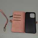 Defencase Compatible with iPhone 13 Pro Max Case Wallet with RFID Blocking Card Holder for Women Men, PU Leather Magnetic Snap Flip Zipper Strap Wallet Phone Case Fit for iPhone 13 Pro Max, Rose Pink