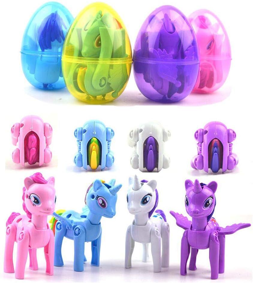 4 Pack Jumbo Unicorn Deformation Easter Eggs with Toys Inside for Kids Boys Girls Toddlers Easter Basket Stuffers Fillers Gifts Party Favors