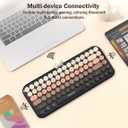 Wireless Bluetooth Keyboard for iPad/Tablet/Laptop/PC/Windows/Mac, Retro Typewriter Keyboard Colorful Round Keycaps, Cute Magnetic Bear, Multi-Device Support, 2.4GHz Cordless Connection with Shortcuts