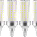 E12 LED Bulb, 20W Candelabra LED Light Bulbs 150 Watt Equivalent, Daylight White 6000K, Ceiling Fan Light Bulbs,2000lm,Non-Dimmable,LED Chandelier Bulbs for Ceiling Fan,Home Lighting, 4 Pack