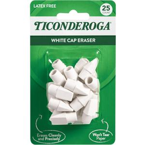 Ticonderoga Pencil Cap Erasers, White, 25 Count, 6 Packs (X38025)