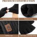 Pleneal Fingerless Gloves for Women Men - 2 Pairs Womens Winter Glove, Warm Knit Gloves for Cold Weather with Elastic Cuff (Black)