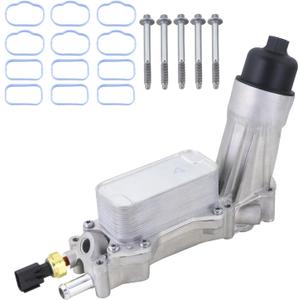68308741AF Aluminum Engine Oil Cooler & Oil Filter Housing Adapter Assembly Compatible with 2021-2024 Jeep Wrangler Grand Cherokee Dodge Challenger Charger Ram 1500 Chrysler 300