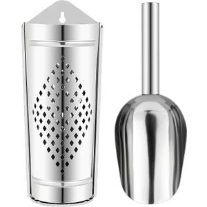 Stainless Steel Ice Scoop with Magnetic Holder for Ice Maker, Kitchen Freezer or RefrigeratorGreat Accessory for House Appliance with Trackless Velcro Included 