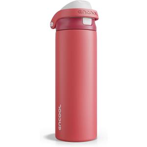 ENCOOL Leakproof Insulated Water Bottle with Straw Dual-Sip Water Bottle Bag-Safe Design for Work, Commute & Gym – Keeps Drinks Cold All Day, 24 oz, Ember Clay