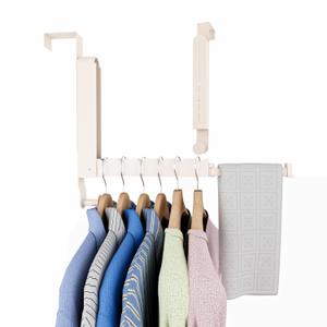 Over The Door Drying Rack, Foldable Portable Over The Door Hooks Hanger with Towel Racks for Coat Clothes Laundry Bathroom Bedroom Travel Hangers (Milky White, 1 Pack)