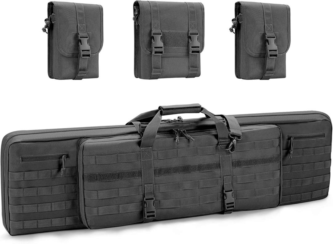 REEBOW GEAR Tactical Double Long Range Bag Outdoor Multifunctional Transportation Case Black/Tan 36/42/46 inches