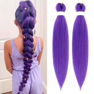 Purple Pre-stretched Braiding Hair Extension for Braids Yaki Synthetic Crochet Braiding Twist Hair Halloween Costume Cosplay (Purple, 24 Inch)