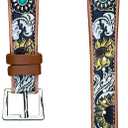 Wonderent Western Watchband for Apple Watch Size 38mm, 40mm, 41mm, 42mm, 44mm, 45mm and Series 9,8,7,6,5,4 and SE (FLOWER CONCHO)