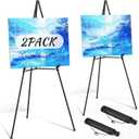 Easel Stand for Sign 70" Adjustable,Portable Metal Easels for Display with Reinforced Support,Folding Easel Sign for Wedding Sign,Painting(Black,2 Pack)