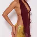 MakeMeChic Women's Cheetah Print Halter Top Y2K Tie Front Backless Club Going Out Tank Tops (L)