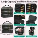 Travel Makeup Bag for Women Three Layer Large Cosmetic Case Water-resistant Toiletry Bag Organizer for Store Toiletries Cosmetic Accessories and Manicure Sets Black