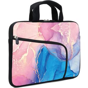 XMBFZ Laptop Sleeves 14 15 15.4 15.6 Chromebook Case Notebook Sleeve PC Messenger Bag Tablet Case Neoprene Handle Sleeve for Men Women, Two Pockets (Marble)
