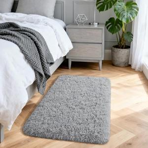 Merelax Soft Modern Indoor Shaggy Area Rug for Bedroom Livingroom Dorm Kids Room Home Decorative, Non-Slip Plush Fluffy Furry Fur Rugs Comfy Nursery Accent Floor Carpet 2x3 Feet, Grey