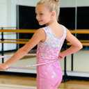 Idgreatim 2-10 Years Gymnastics Leotards for Girls Sparkly Biketards Unitards Athletic Tumbling Outfit (3-4T, Pink Yellow)