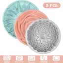 Sakolla 3 Pack Flower Shape Silicone Cake Molds, Large Round Silicone Molds for Baking Cake, Breads, Pies, Tarts (Rose, Chrysanthemum, Sunflower)