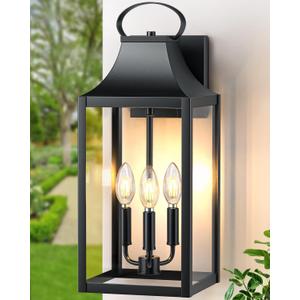 20" Extra Large Outdoor Wall Light, Black Exterior Lighting Fixtures, 20''-No Sensor-1pcs