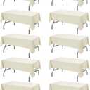 10-Pack Ivory Tablecloths for Rectangle Tables, 60 x 84 Inches, Stain-Resistant Polyester Fabric for 4 Foot Tables - Washable Table Covers for Weddings, Banquets, Birthday Parties, Events
