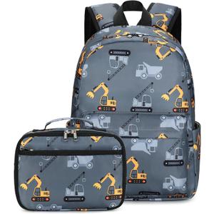 CAMTOP Backpack for Kids, Boys Girls Preschool Backpacks with Lunch Box Toddler Kindergarten School Bookbag Set (Excavator)