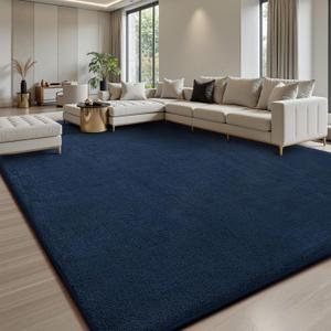 Sour Lemon 9x12 Area Rugs for Living Room, Soft Large Area Rug Fluffy Rugs for BedroomMachine Washable Area Rug Non Slip Carpet Rug for Living Room Playroom Kids Room Home Decor (Navy Blue)