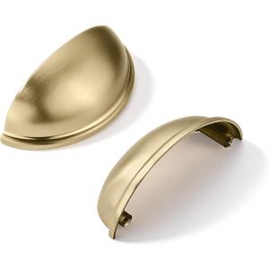 khtumeware 5 Pack 2-1/2" Gold Drawer Pulls Brushed Brass Cabinet Cup Pulls Kitchen Hardware Cabinet Handles Drawer Handles Knobs 2.5 inch Hole Center