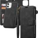 QLTYPRI Case for iPhone 12/12 Pro, 2 in 1 Detachable Wallet Case PU Leather with [Card Slots] [Kickstand][Wrist Strap][Magnetic Closure] Shockproof Flip Cover for iPhone 12/12 Pro (6.1 inch) - Black