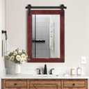 COGOOD Farmhouse Barn Door Mirror - 21 x 30 Rustic Wood Framed Wall Mirror for Bathroom, Living Room, Entryway Wall Decor (Espresso)