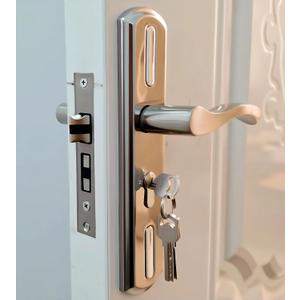 Storm Door Handle Replacement Set Stainless Steel Storm Door Handle with Lock Modern Exterior Door Parts Fits 4.45 - 7.9inch Hole Distance (Silver)