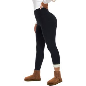 GAYHAY Fleece Lined Leggings for Women  Thick Winter Warm Thermal High Waisted Tummy Control Workout Yoga Pants (Large, 1# Black)