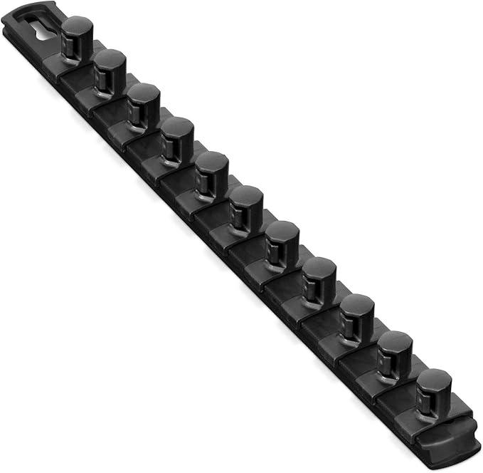 ERNST 13-Inch Socket Rail Organizer with 11 1/2-Inch Twist Lock Clips, Black (8425-Black-1/2)