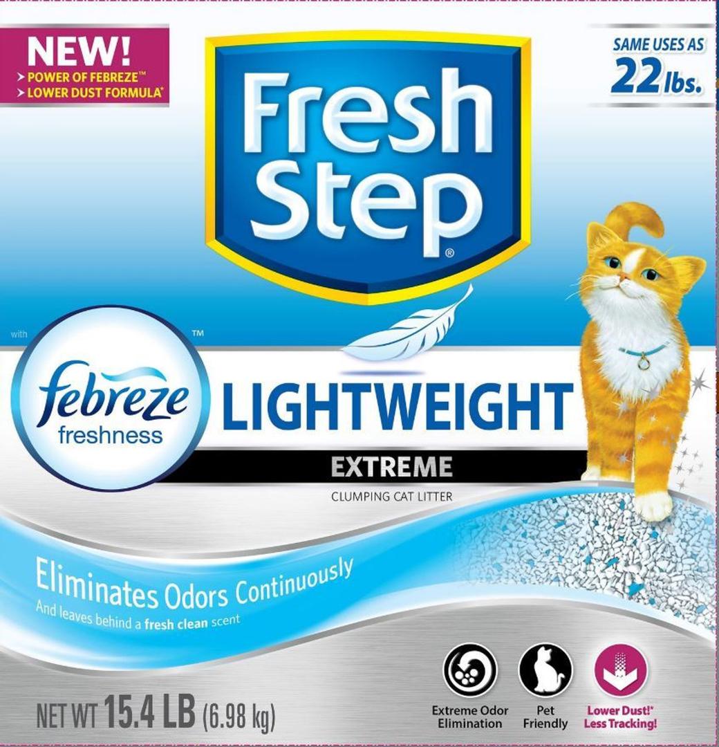 Fresh Step Lightweight Extreme with Febreze Freshness, Clumping Cat Litter, Scented, 15.4 Pounds