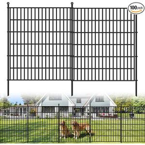 Toolterritary 5 Panels No Dig Garden Fence, 32 in(H) X12.1 ft(L) Metal Fence Panels, Thickened Rustproof Garden Fencing, Animal Barrier for Dogs, Rabbits, and Patio