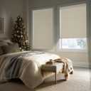 HESTIA No Drill Cordless Blackout Roller Shades, Easy-Install Tension Window Blinds with Linen-Texture Fabric, Heat Insulated Waterproof Indoor Blind for Bedroom/Living Room/Home, Linen, 31"W x 54"H