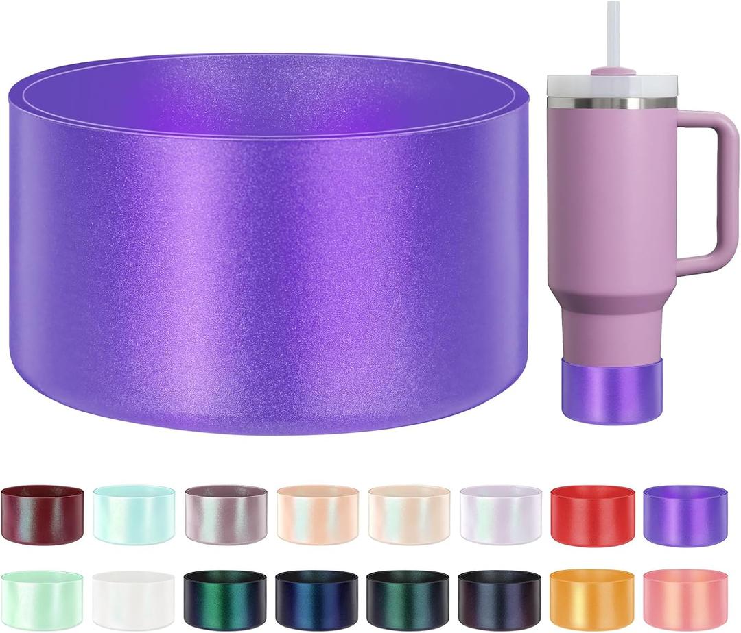 Glossy Gradient Silicone Boot, Compatible with Stanley H2.0 20-40oz & IceFlow 20-30oz, Chameleon Metallic Shimmer Cup Sleeve Protector for Hydroflask and Bottle Bottom with 2.8-3in (Purple)