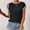 TAKEYAL Spring Sleeveless Sweater Tops for Women 2026 Cap Sleeve Trendy Tank Tops Summer Knit Sweater Vest Fashion T Shirts (Black, M)