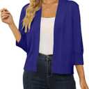 Womens 3/4 Sleeve Cropped Cardigan Sweater Fashion Cardigans Lightweight Knit Sweaters (X-Large, Royal Blue)