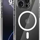 COOLQO Magnetic for iPhone 16 Pro Case, Compatible with MagSafe, 15 FT Military Grade Drop Protection, Scratch-Resistant Back Non-Yellowing Protective Shockproof Slim Phone Bumper Case, Clear