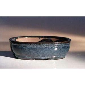 Bonsai Boy Blue Ceramic Bonsai Pot - Oval Land Water Divider 7 75 x 6 0 x 2 5