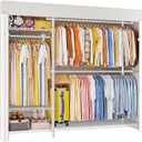 ULIFHOME Clothes Rack with Cover Covered Clothing Racks for Hanging Clothes, F7C Plus