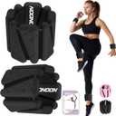 Wrist Ankle Weights Bangles 4lbs for Women, Adjustable Silicone Pilates Weights Bracelet, Heavy Duty Fasteners Wearable Arm & Leg Weights for Yoga, Pilates, Barre, Walking and Gym (Set of 2) (Black)