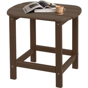 Plawdlik Adirondack Side Table,HDPE Weather Resistant,Wooden Textured for Adirondack Chairs,Patio,Garden, Porch, Backyard Use, Coffee, 18.6 X 14.17 X 18.18 Inches