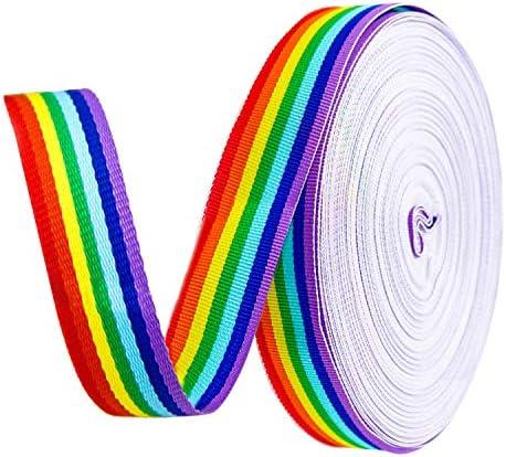 2 Pack Teemico 55 Yards Rainbow Grosgrain Ribbons Double Face Rainbow Stripes for Gift Wrapping Party Decor Jewelry Making DIY Handmade Crafts (1.5cm Wide)