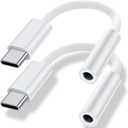 USB Type C to 3.5mm Headphone Jack Adapter, (2-Pack) USB C to Aux Female Audio Dongle Cable Cord Compatible for iPhone 16 15 Plus Pro Max, Samsung Galaxy S24 S23 S22 S21Ultra, Pixel, iPad Pro, MacBook