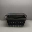 SAMMART 30L (8 Gallon) Collapsible 3 Handled Plastic Laundry Basket - Foldable Pop Up Storage Container/Organizer - Space Saving Hamper/Basket (Grey/Black) 