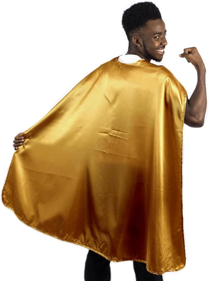Everfan Adult Superhero Cape | Superhero Capes For Adults | Satin Costume Cape (38"LX48"W, Gold)