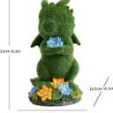 Solar Dragon Statue Garden Decor Green Flocked Resin Figurine with LED Flower Lights, Outdoor Waterproof Lawn Ornament for Patio Lawn Yard Pathway Tree Cute Animal Lover Gift