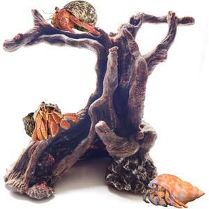 Hermit Crab Climbing Toys Aquarium Decorations Artificial Tree Trunk Ornaments Betta Fish Hideout Caves Reptile Habitat Decor Accessories for Leopards Geckos Lizards